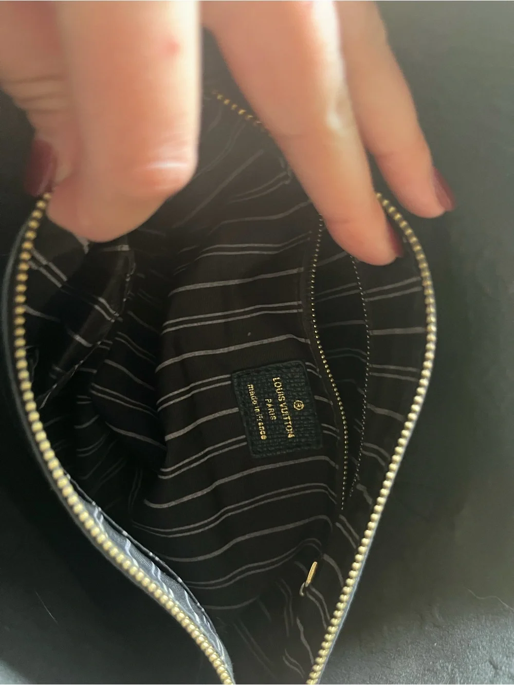 Black Embossed Monogram Tote Bag with Gold Hardware